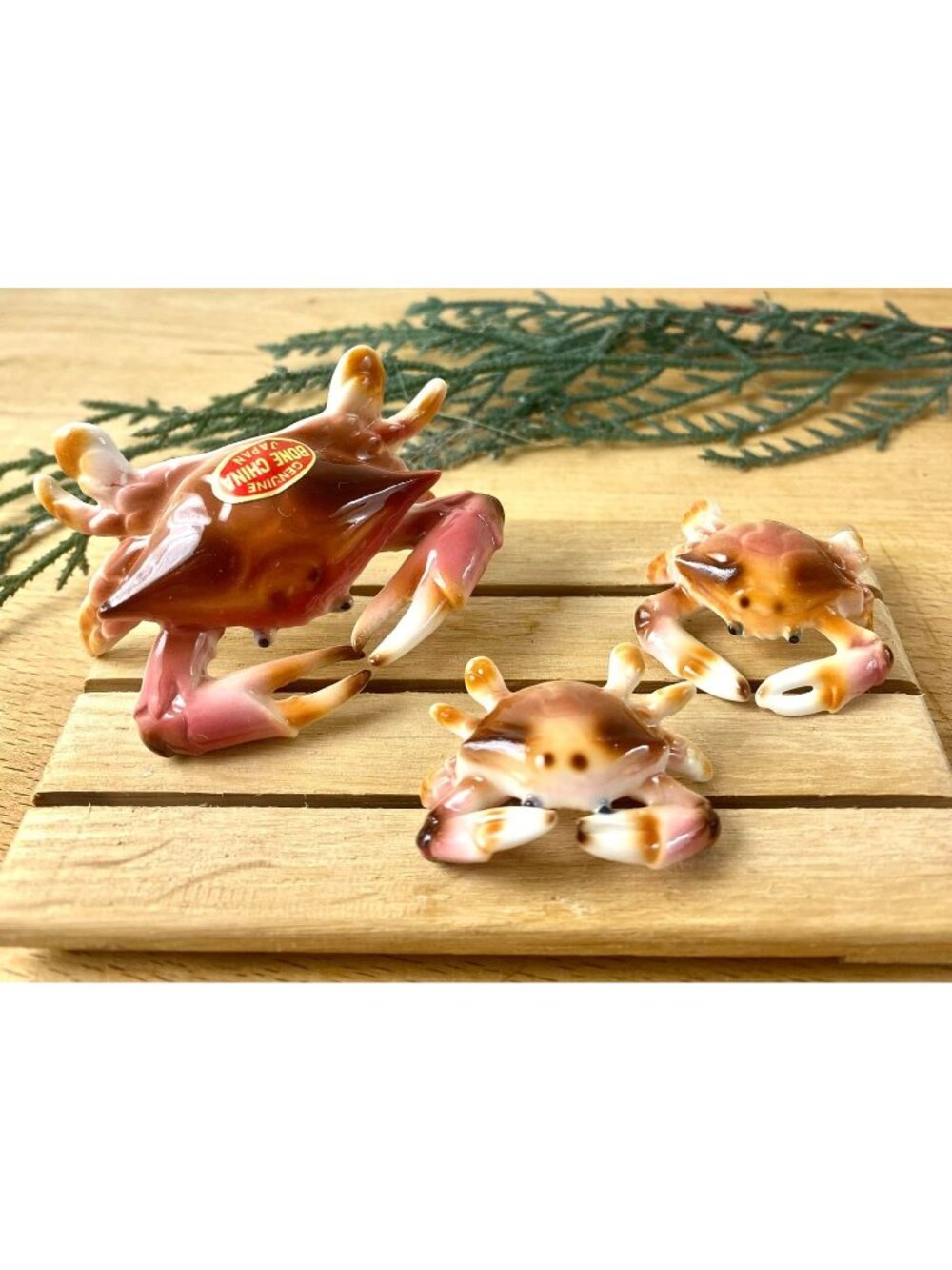 Miniature Crab Family Japan Bone China In Original Box Mint Nautical Seaside